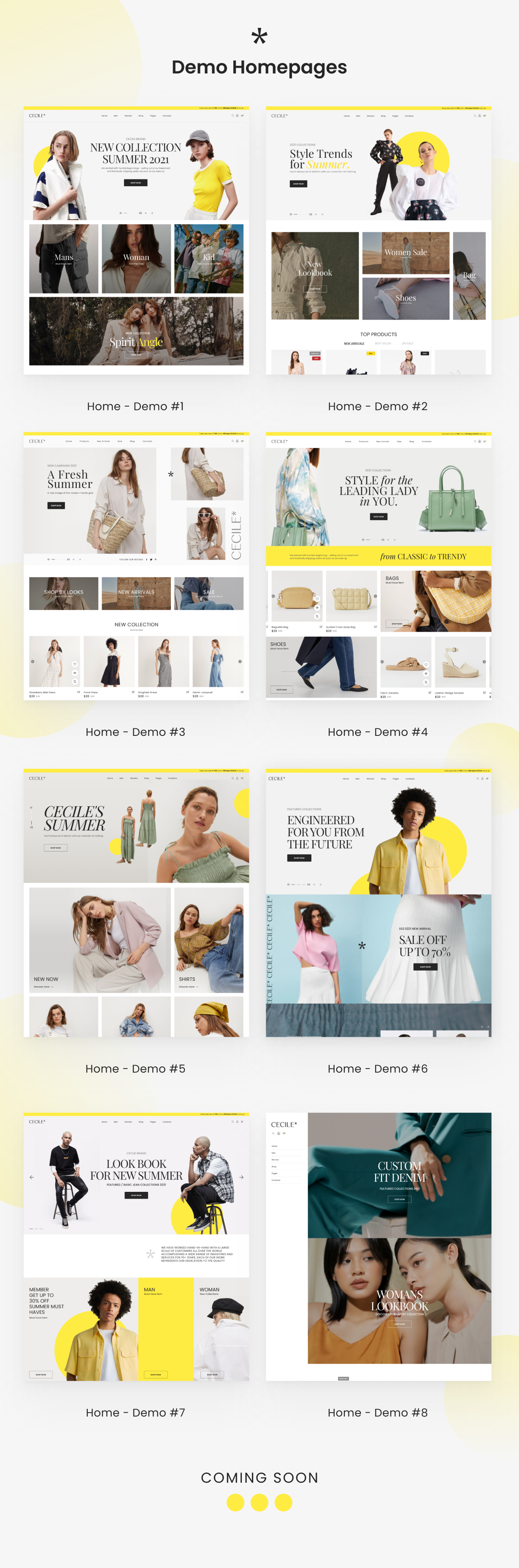 Cecile - Minimalist WooCommerce Theme - Homepage Layouts